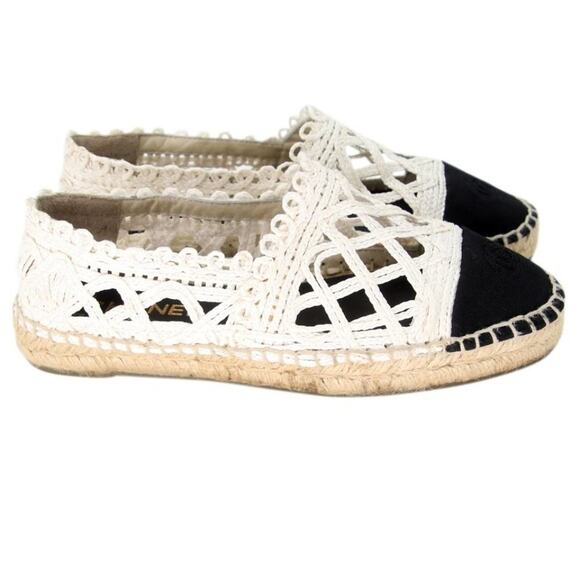 Chanel Espadrille 37 Woven Fabric Grosgrain Cc Cap-toe Flats CC-S0207P-C036 - Picture 7 of 12